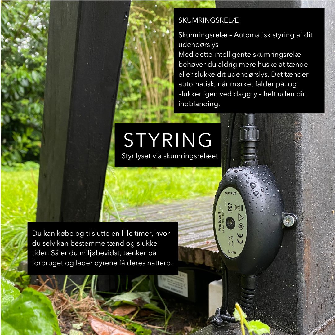 Styr lyset via skumringsrelæet