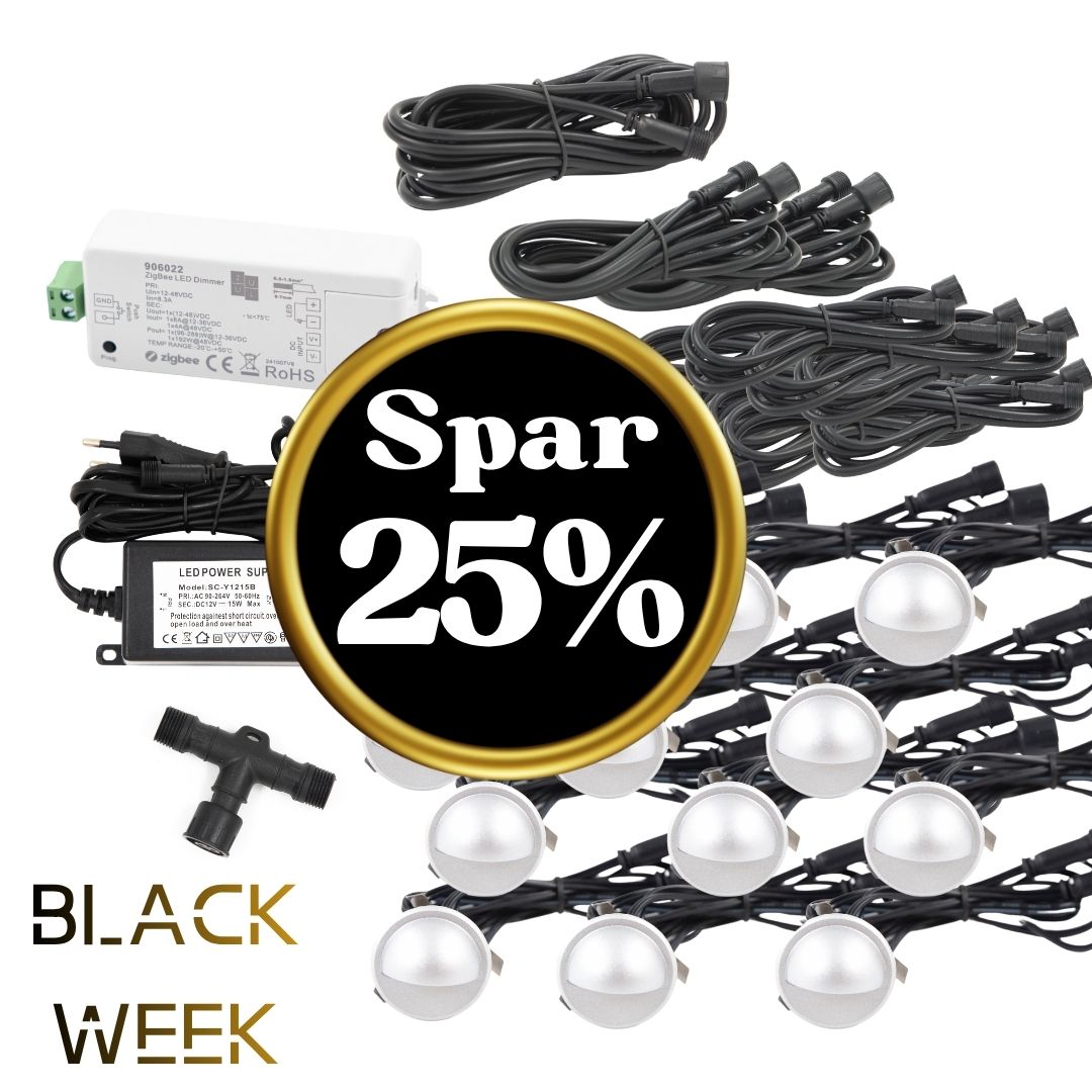 BLACK WEEK - Indbygningsspot samlet kit/Zigbee - Saga i sølvfarvet look - 12 stk