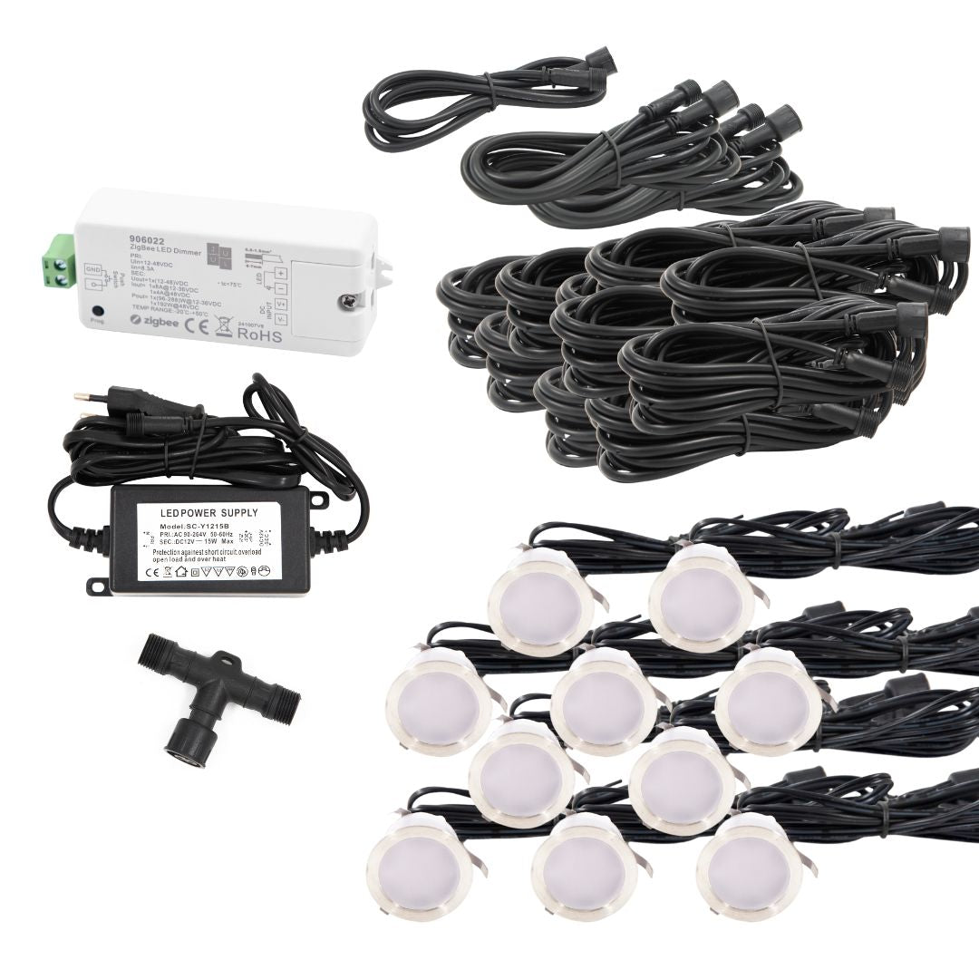 Indbygningsspot samlet kit/Zigbee - Cosmos i rustfrit stål - 10 stk