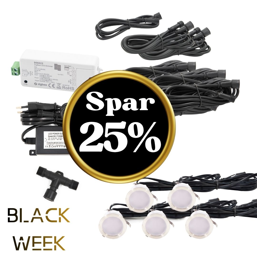 BLACK WEEK - Indbygningsspot samlet kit/Zigbee - Cosmos i rustfrit stål - 5 stk