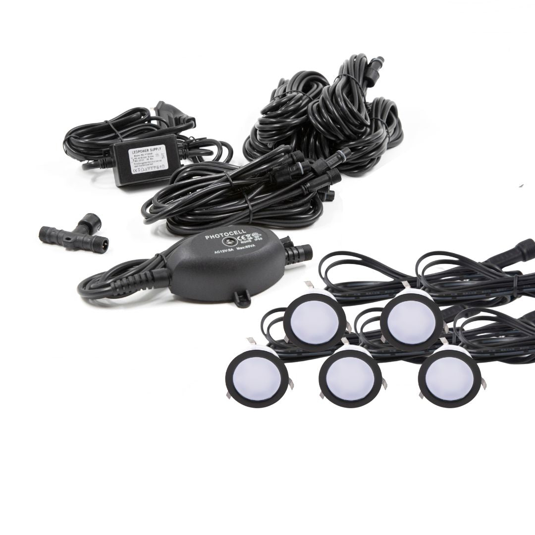Indbygningsspot samlet kit/S Cosmos i sort - 5 stk