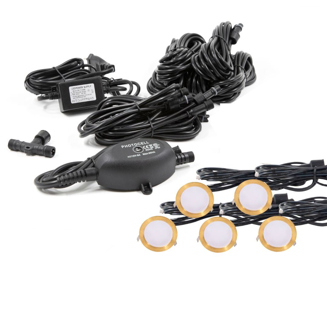 Indbygningsspot samlet kit/S Cosmos i messing - 5 stk