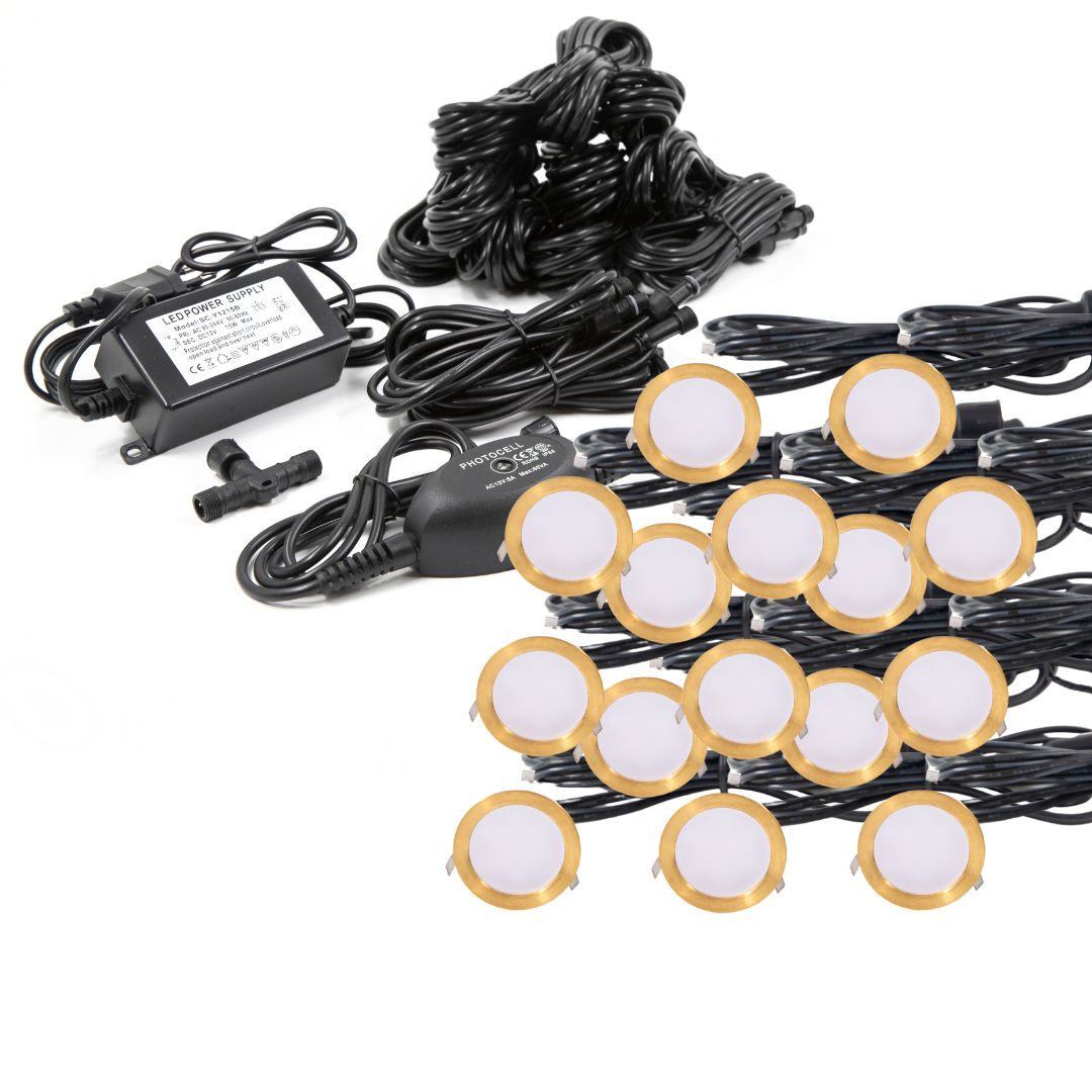 Indbygningsspot samlet kit/S Cosmos i messing - 15 stk
