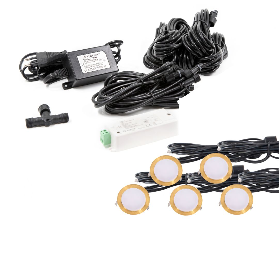 Indbygningsspot samlet kit/Z Cosmos i messing - 5 stk