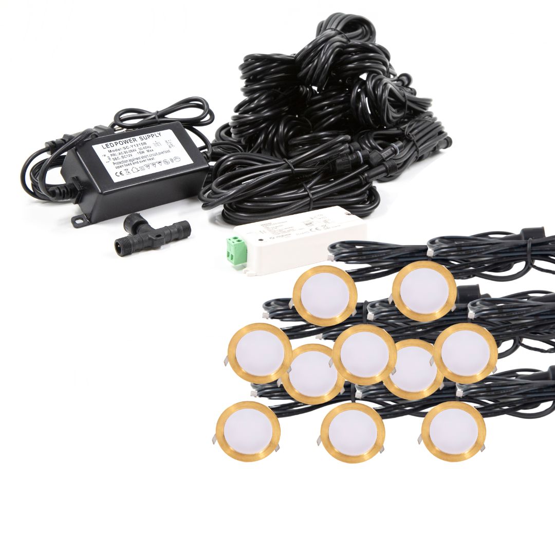 Indbygningsspot samlet kit/Z Cosmos i mesing - 10 stk