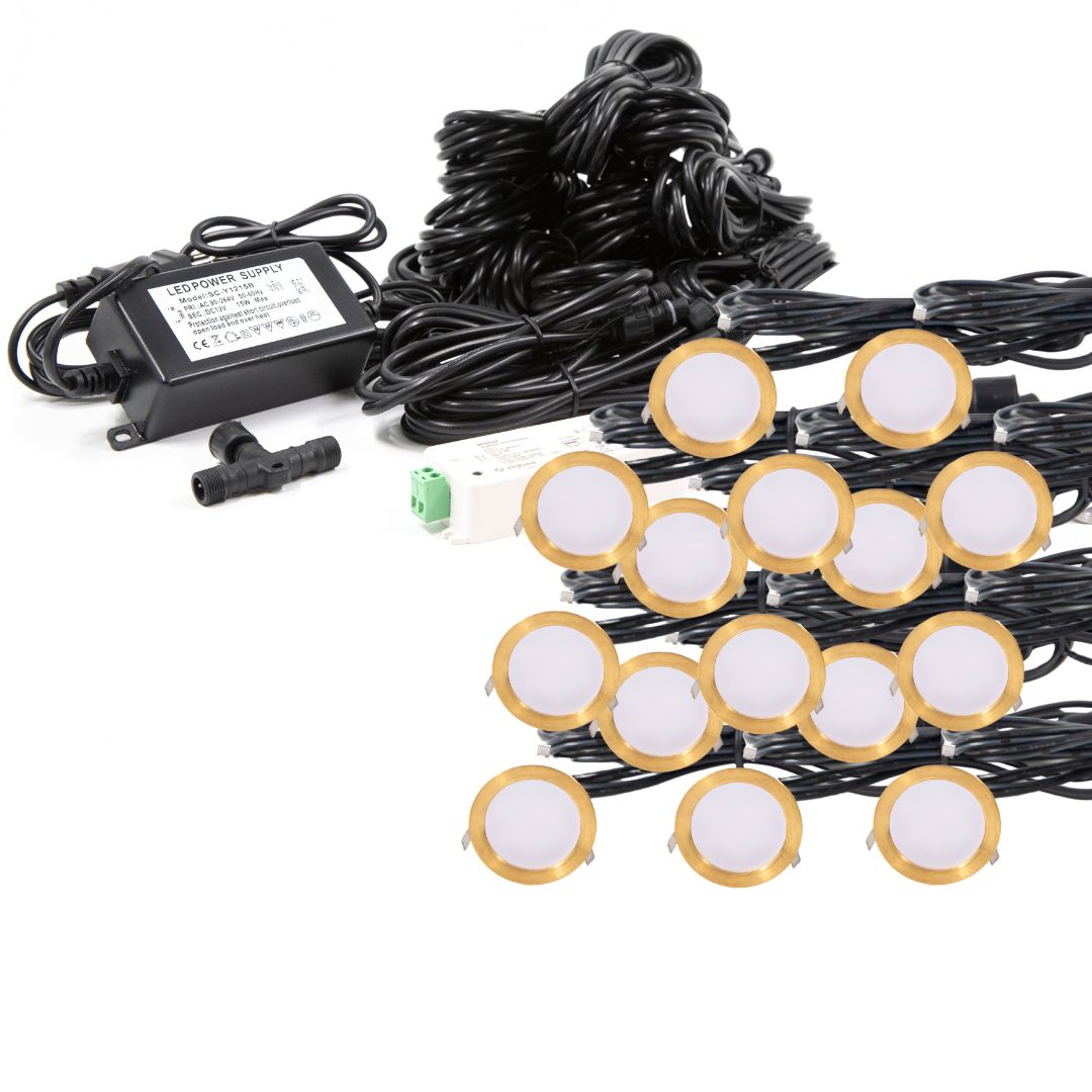 Indbygningsspot samlet kit/Z Cosmos i messing - 15 stk
