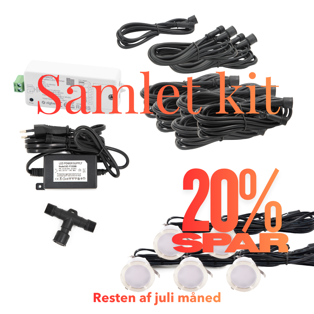 Cosmos i rustfrit stål - 5 stk Indbygningsspot samlet kit/Zigbee -