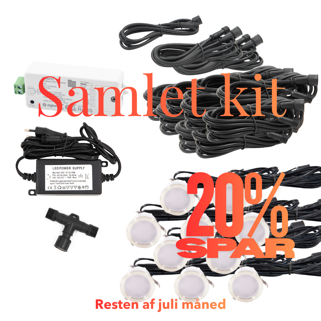 Cosmos i rustfrit stål - 10 stk Indbygningsspot samlet kit/Zigbee -