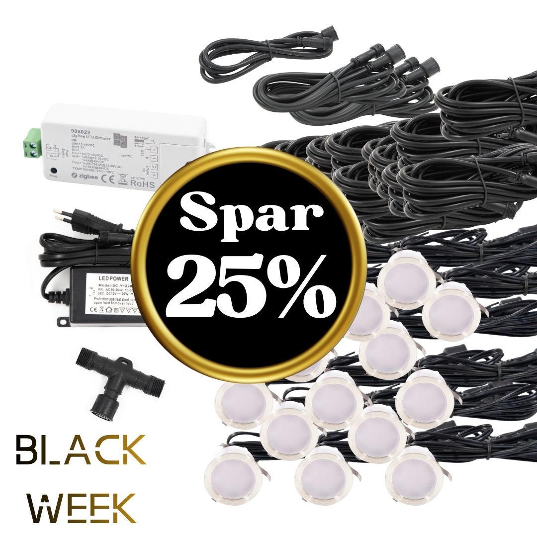 BLACK WEEK - Indbygningsspot samlet kit/Zigbee - Cosmos i rustfrit stål - 15 stk