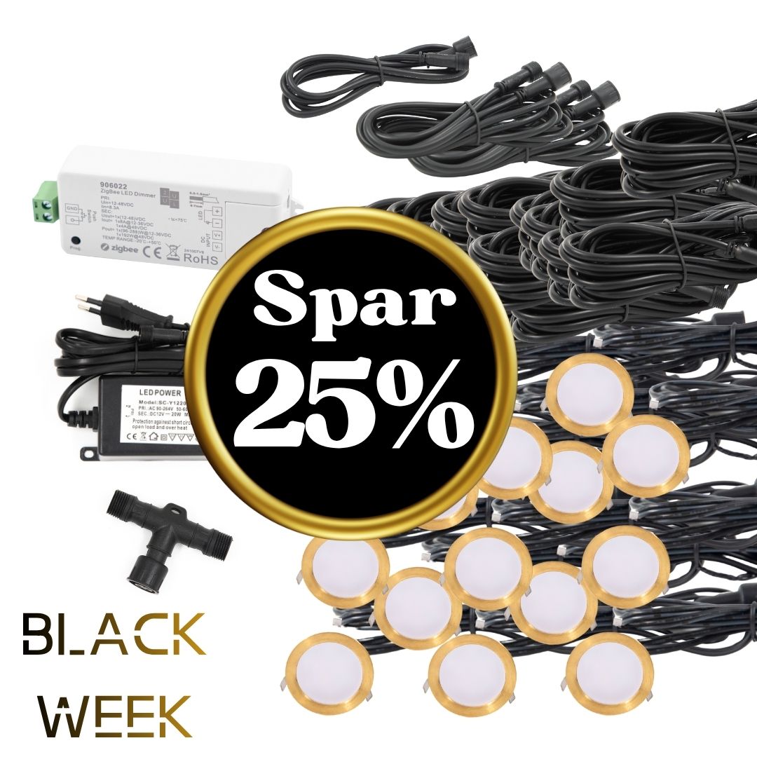BLACK WEEK - Indbygningsspot samlet kit/Zigbee - Cosmos i messing - 15 stk