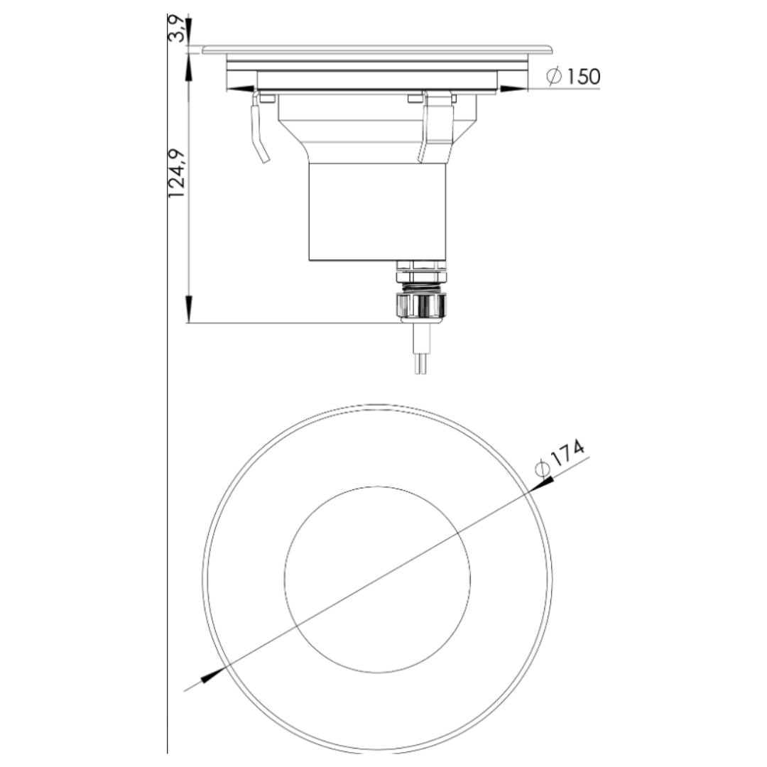 Opal nedgravningsspot sense Intelligent blændingsbeskyttelse BIG rustfrit stål/aluminium 12/24V