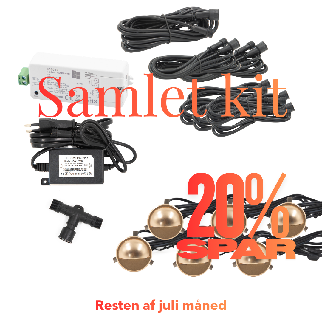 Saga i messing look - 6 stk Indbygningsspot samlet kit/Zigbee