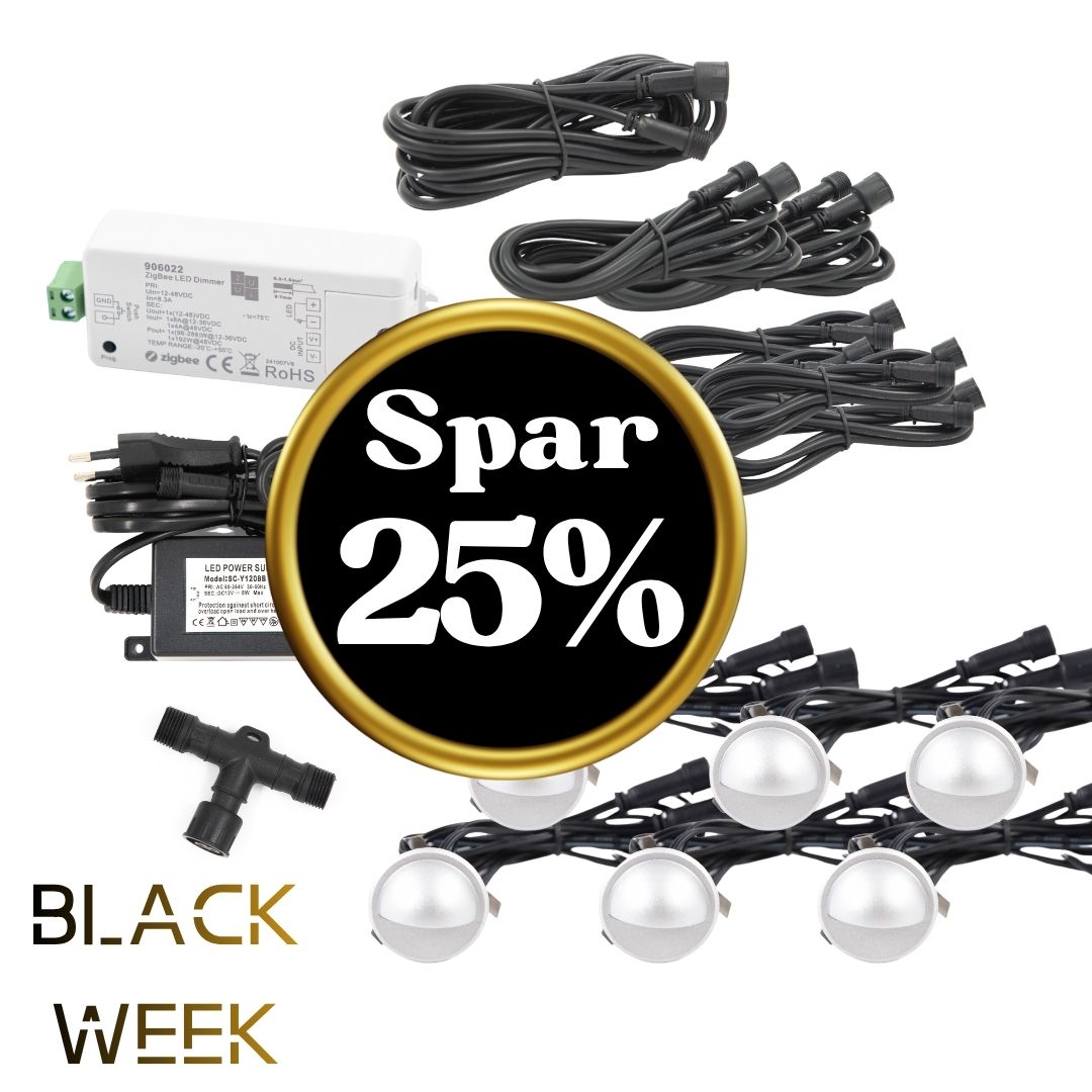 BLACK WEEK - Indbygningsspot samlet kit/Zigbee - Saga i sølvfarvet look - 6 stk