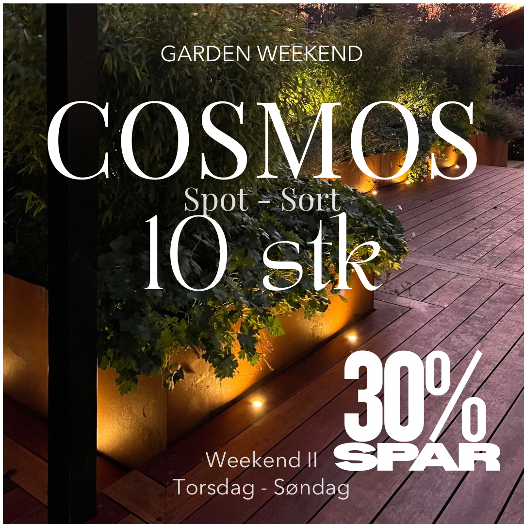 Spar 30 % Indbygningsspot Cosmos i sort 10 stk Garden Weekend🌿
