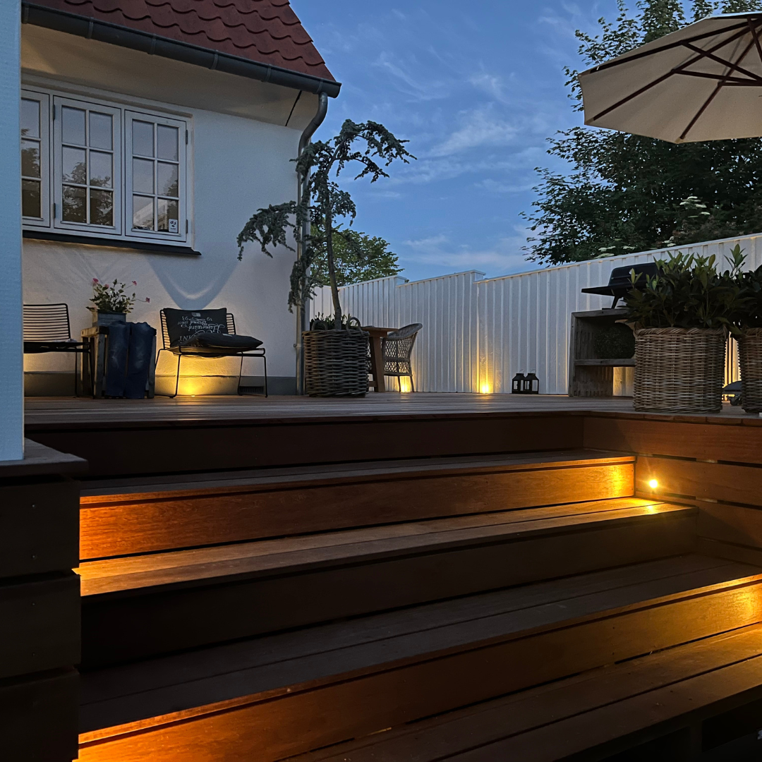 Cosmos i rustfrit stål - 5 stk Indbygningsspot samlet kit/Skumringsrelæ -