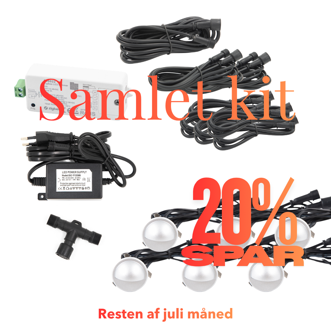 Saga i sølvfarvet look - 6 stk Indbygningsspot samlet kit/Zigbee