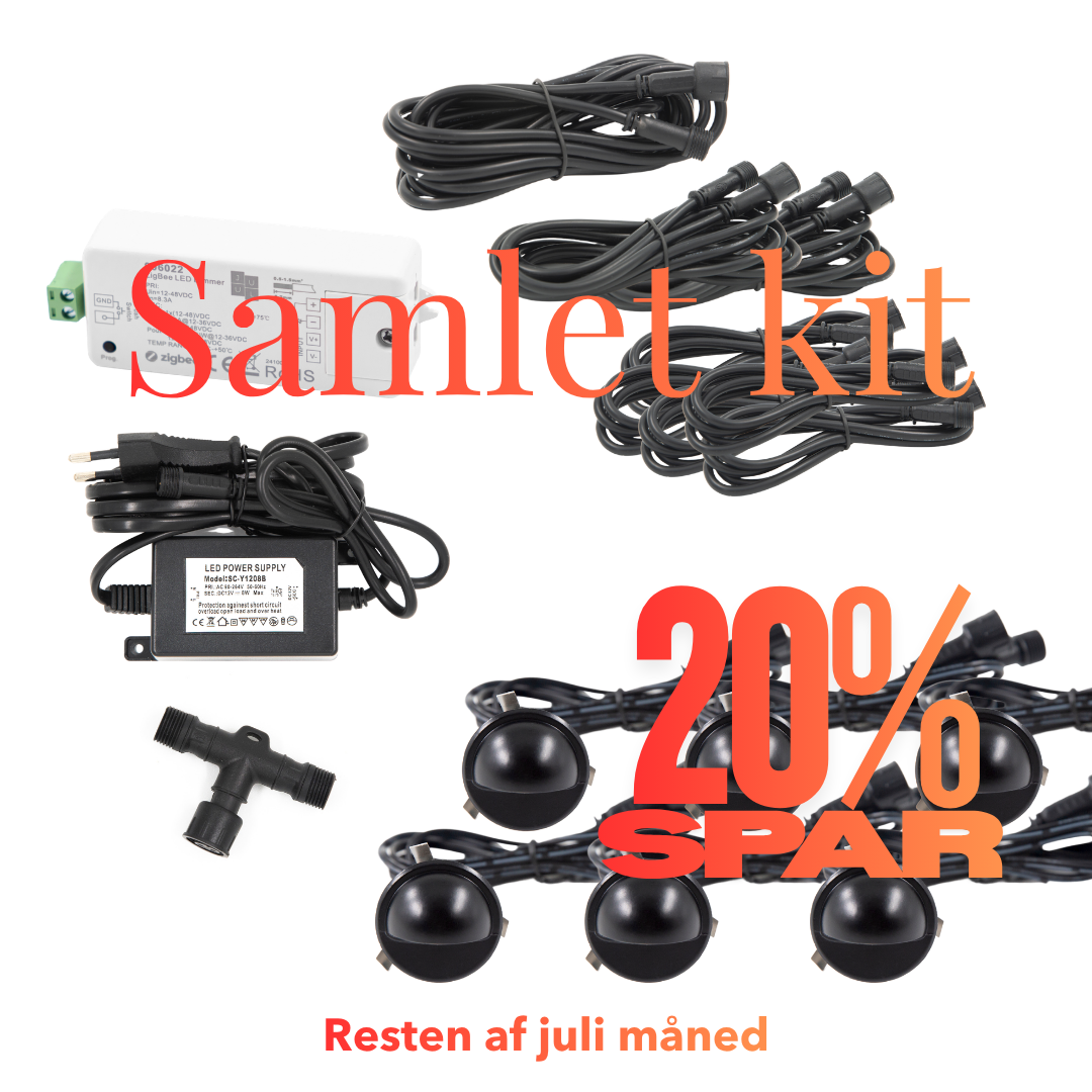 Saga i sort - 6 stk Indbygningsspot samlet kit/Zigbee