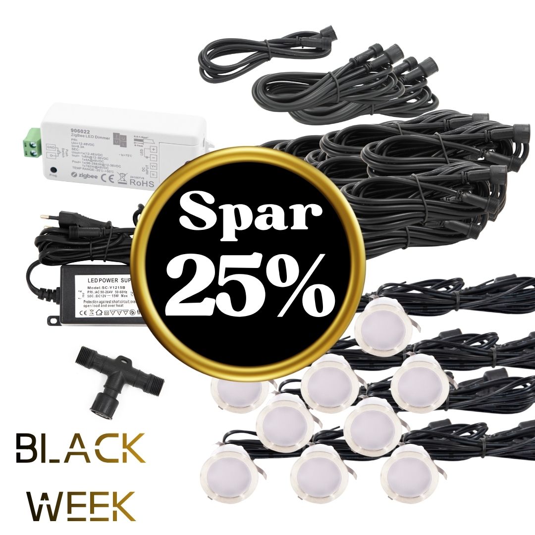 BLACK WEEK - Indbygningsspot samlet kit/Zigbee - Cosmos i rustfrit stål - 10 stk