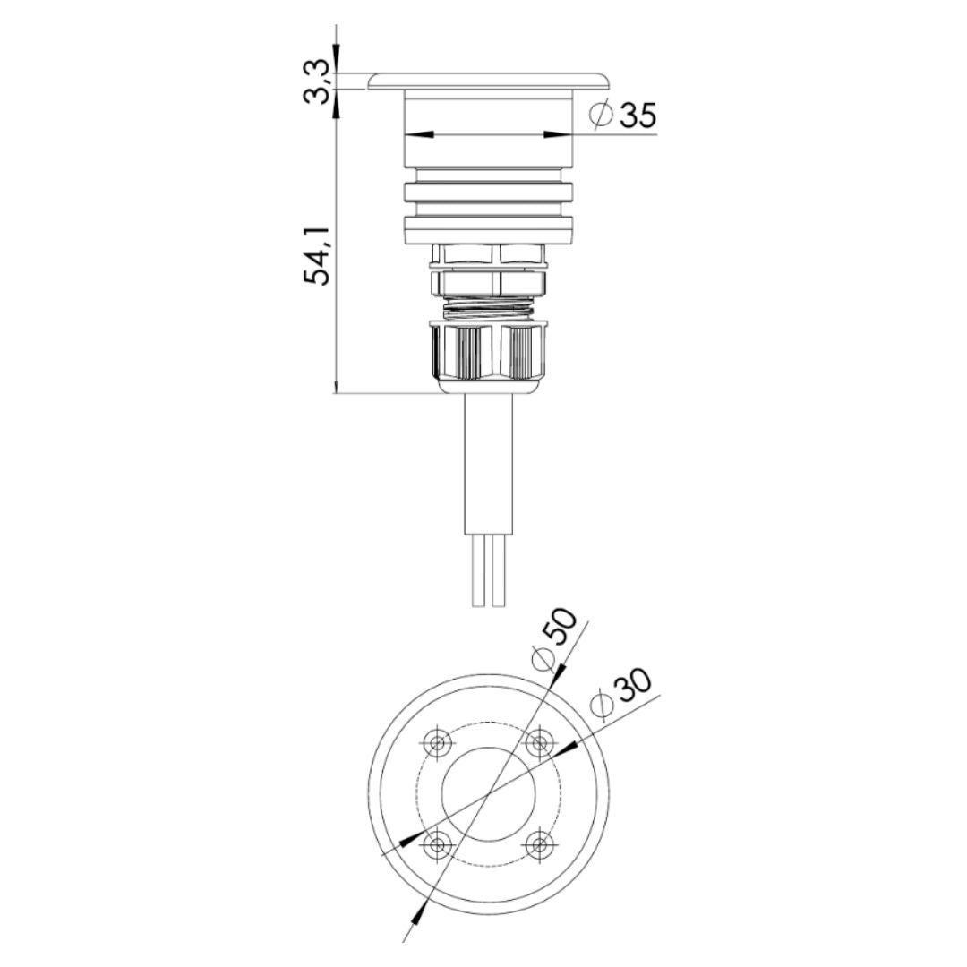 Gold nedgravningsspot MINI rustfrit stål 12/24V