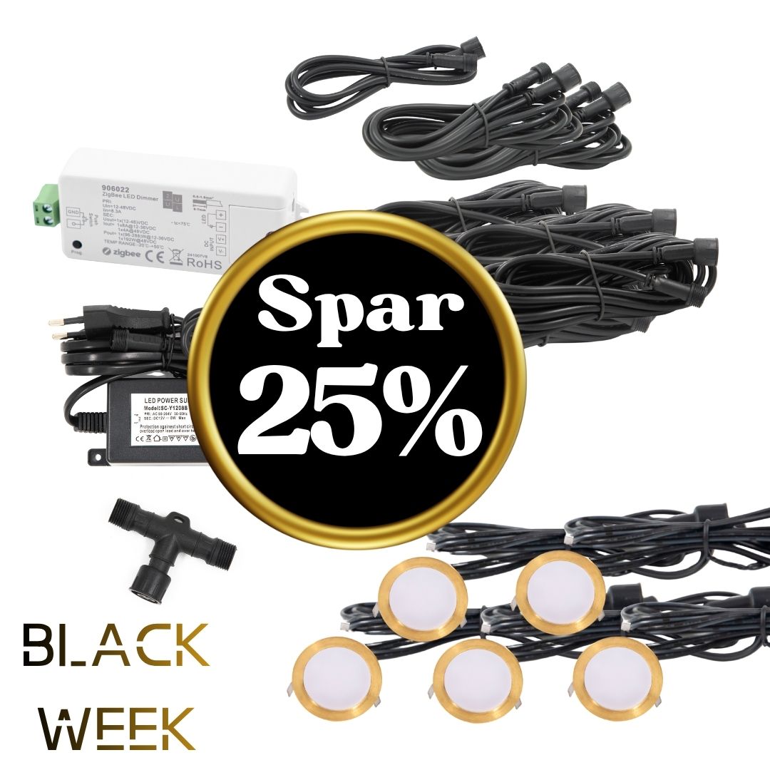BLACK WEEK - Indbygningsspot samlet kit/Zigbee - Cosmos i messing - 5 stk