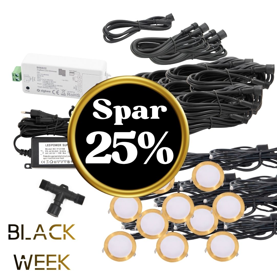 BLACK WEEK - Indbygningsspot samlet kit/Zigbee - Cosmos i messing - 10 stk