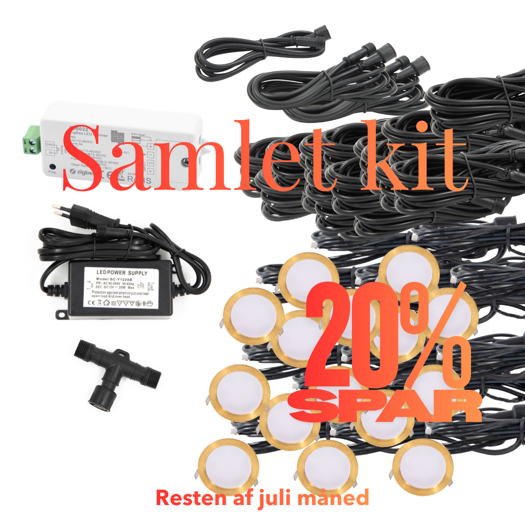 Cosmos i messing - 15 stk Indbygningsspot samlet kit/Zigbee -