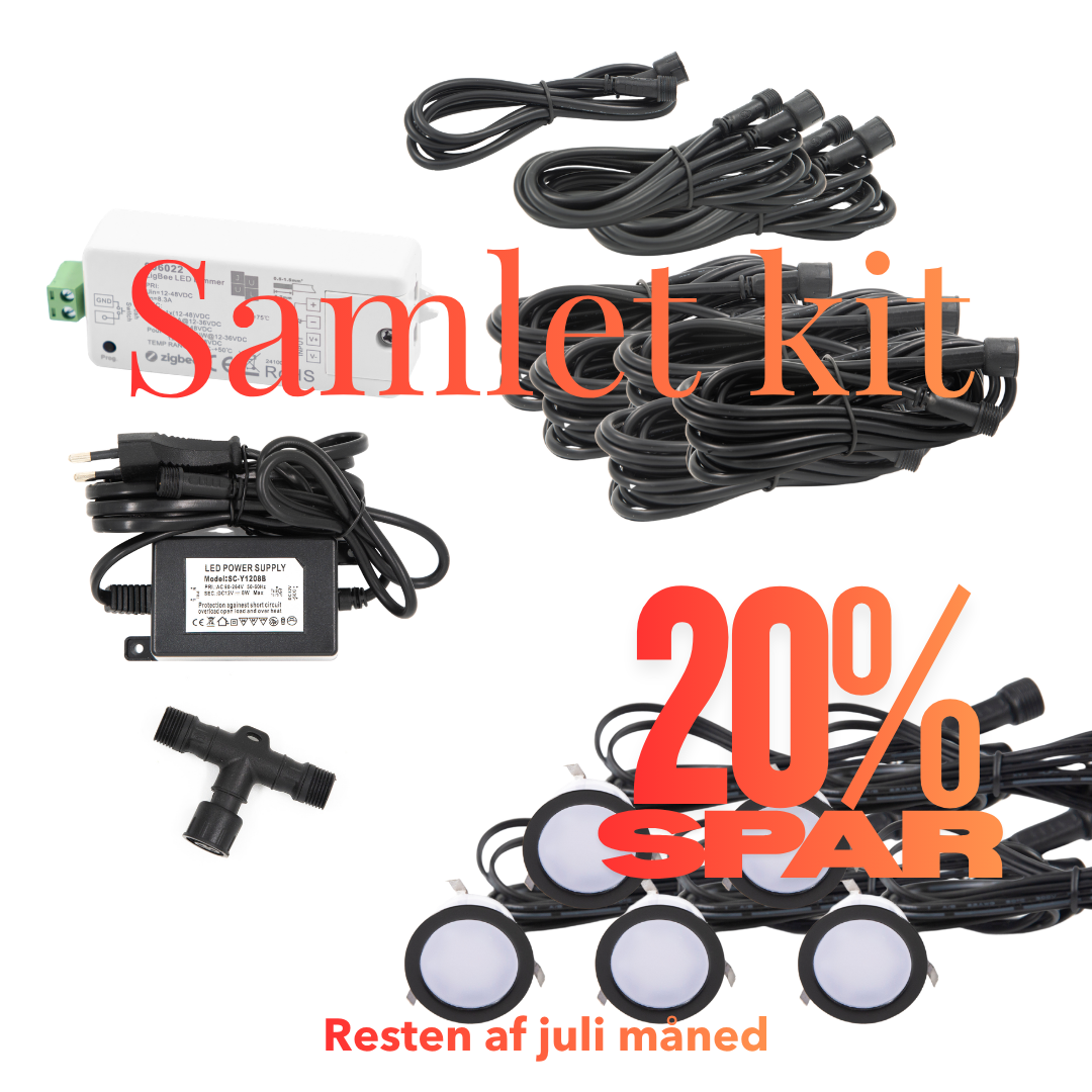 Cosmos i sort - 5 stk Indbygningsspot samlet kit/Zigbee