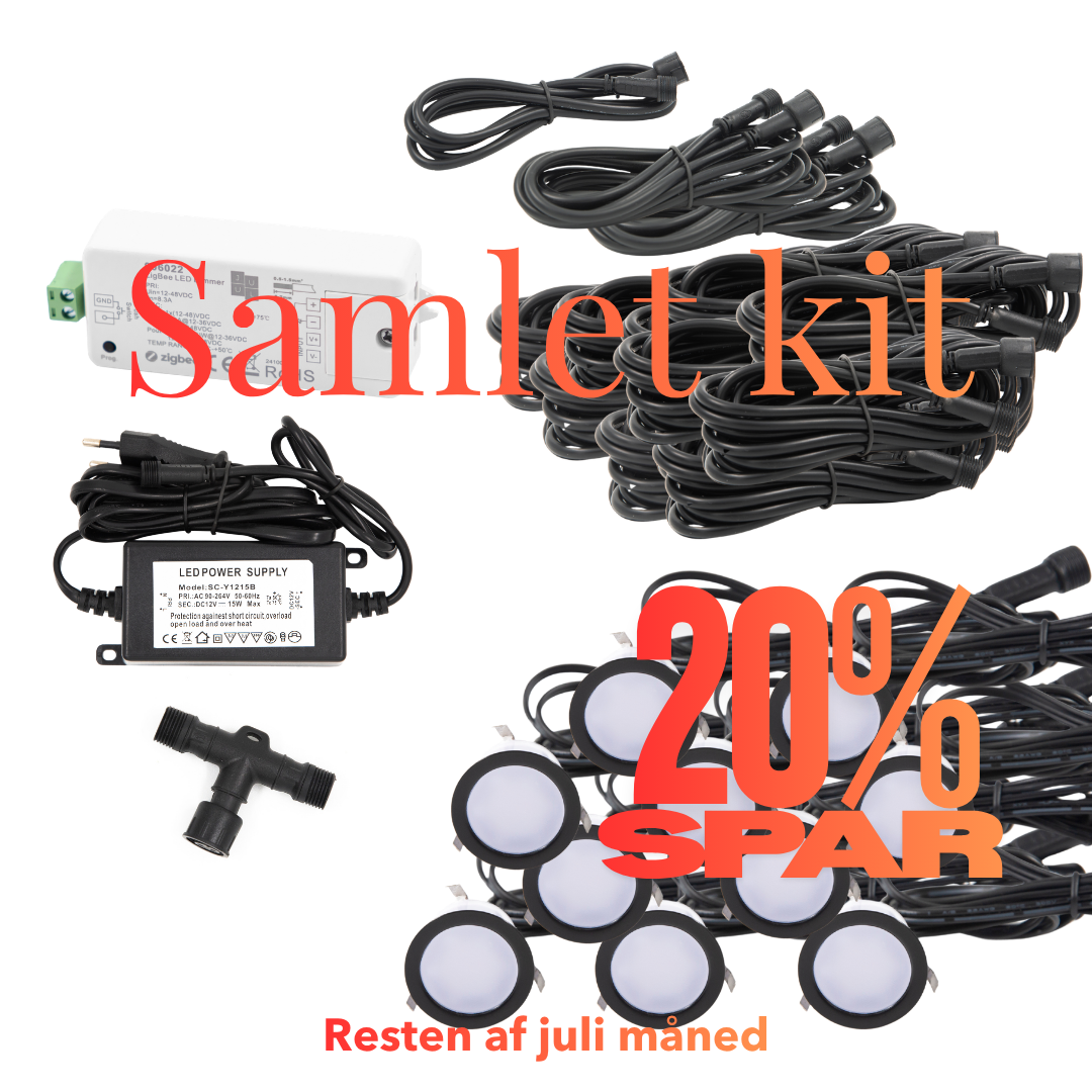 Cosmos i sort - 10 stk Indbygningsspot samlet kit/Zigbee -