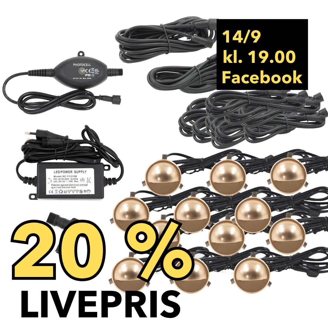 LIVESALG Samlet Kit Saga 12 stk / tilbehør-skumringsrelæ / Messing