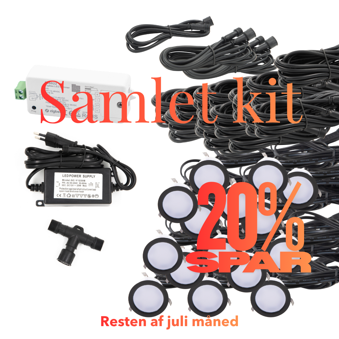 Cosmos i sort - 15 stk Indbygningsspot samlet kit/Zigbee -