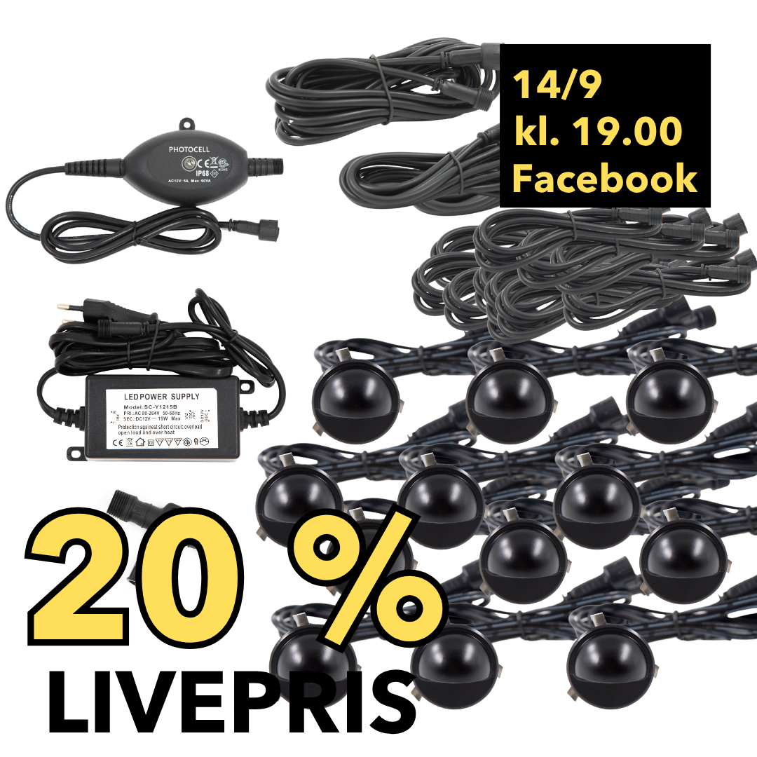 LIVESALG Samlet Kit Saga 12 stk / tilbehør-skumringsrelæ / Sort