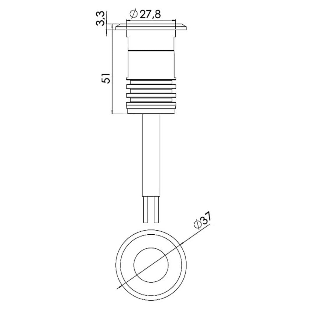 Gold nedgravningsspot MICRO rustfrit stål 12/24V
