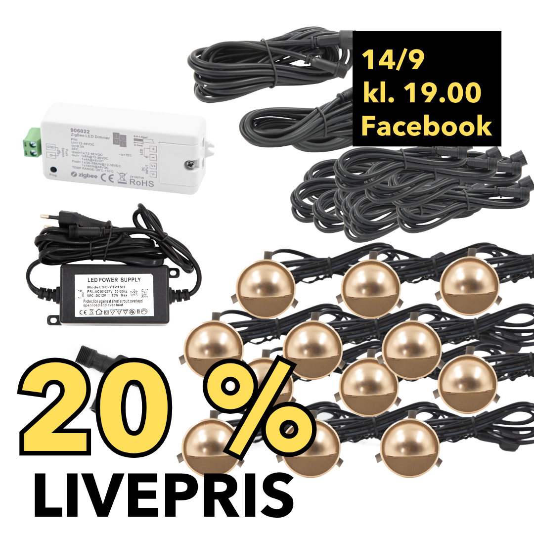 LIVESALG Samlet Kit Saga 12 stk / tilbehør-zigbee / Messing look
