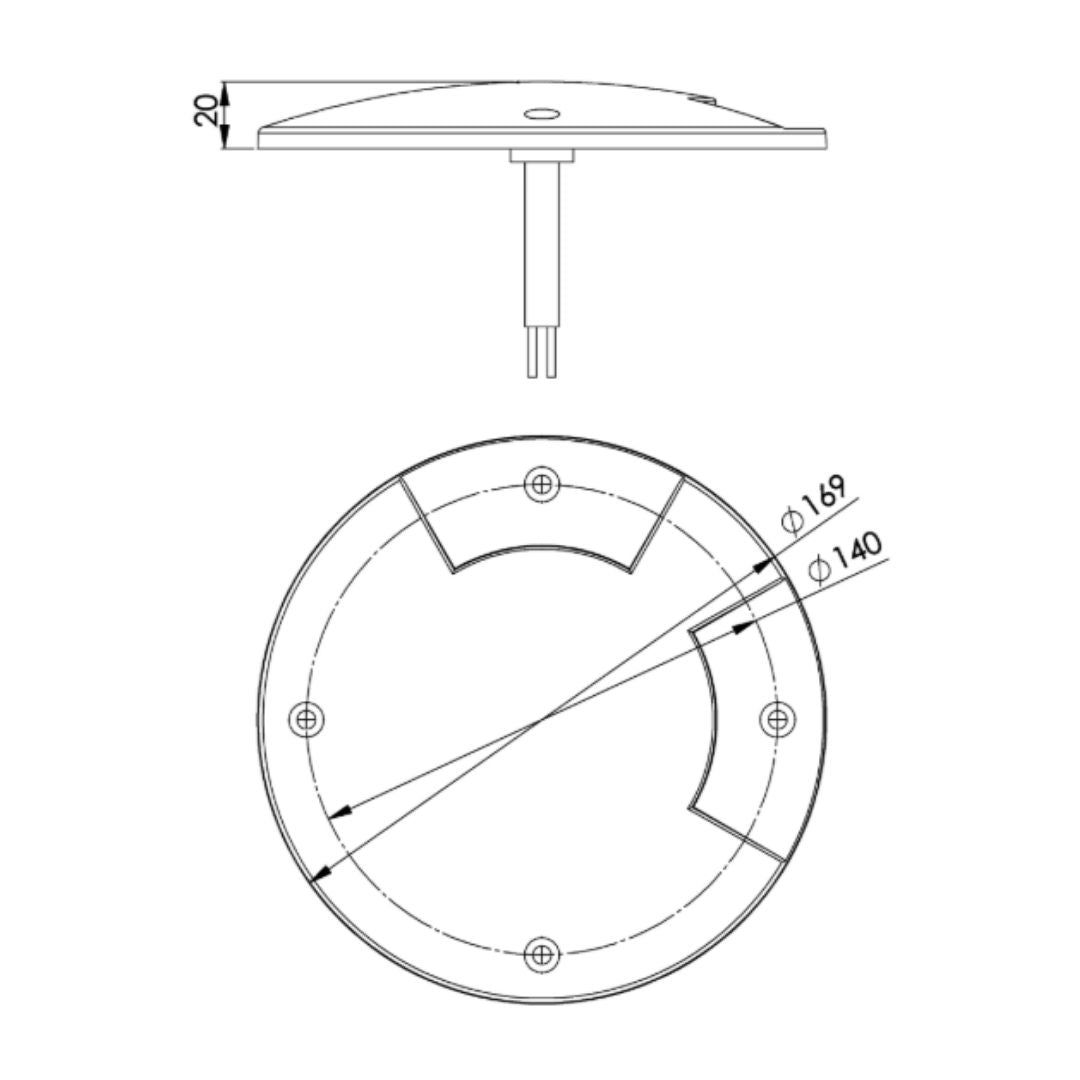 Brillant disc MEDIUM 2 lyskilder rustfrit stål 220-240V