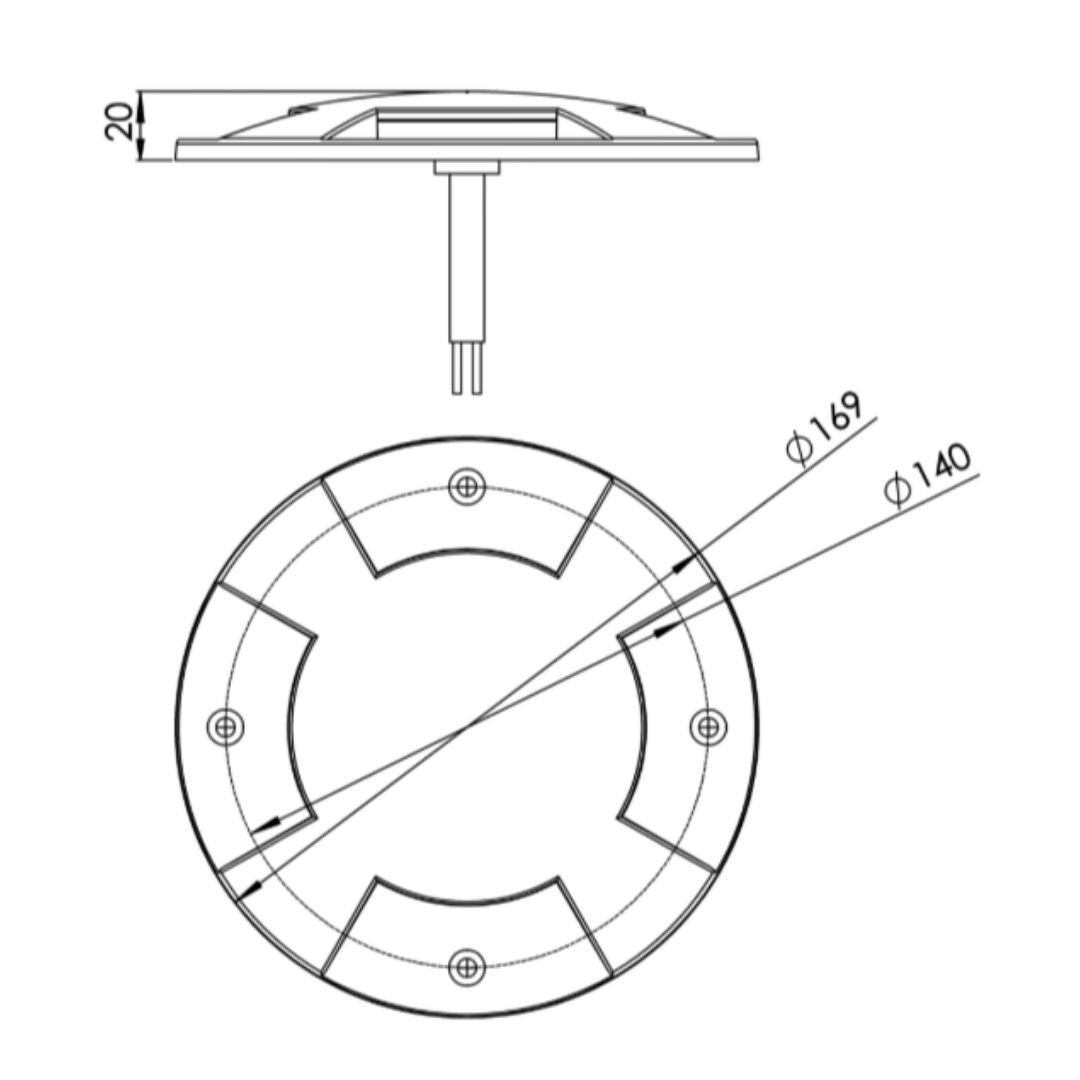 Brillant disc MEDIUM 4 lyskilder rustfrit stål 220-240V