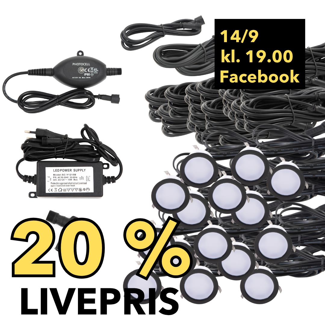 LIVESALG Samlet Kit Cosmos 15 stk / tilbehør-skumringsrelæ / Sort