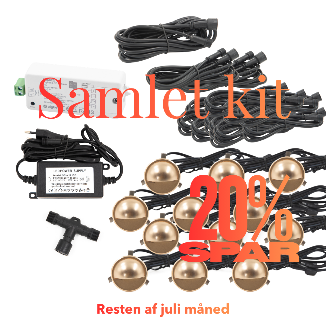 Saga i messing look - 12 stk Indbygningsspot samlet kit/Zigbee